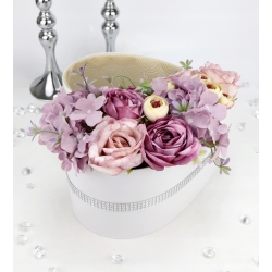 Bukiet w DZIELONYM SERCU na prezent Fiolet kwiaty