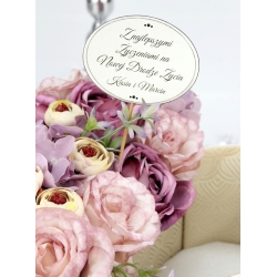 Bukiet w DZIELONYM SERCU na prezent RÓŻOWE kwiaty