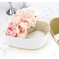 Bukiet w DZIELONYM SERCU na prezent RÓŻOWE kwiaty