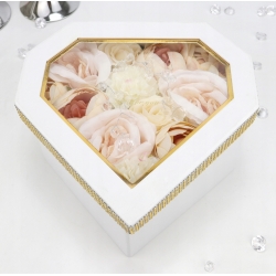 BUKIET białe pudełko DIAMENT satynowe kwiaty LUX