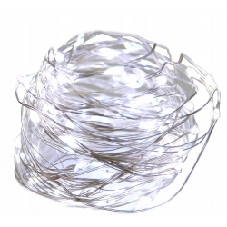 LAMPKI na DRUCIKU 100 LED girlanda 10m ZIMNE BIAŁE