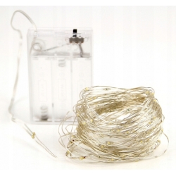 LAMPKI na DRUCIKU 100 LED girlanda 10m ZIMNE BIAŁE