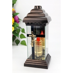 ŚWIECA LED ZŁOTA AŻUR czerwone światło 30dni