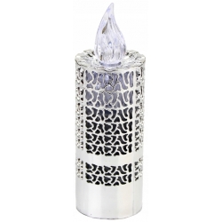 ŚWIECA LED SREBRNA AŻUR białe zimne światło 30dni