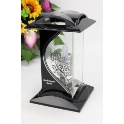 ŚWIECA LED SREBRNA AŻUR białe zimne światło 30dni