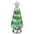 ZNICZ CHOINKA DUŻA zielono tęczowe szkło, motyw srebrnych bombek, Wkład 60h