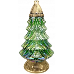 ZNICZ CHOINKA DUŻA zielono tęczowe opalizujące szkło, Wkład 60h