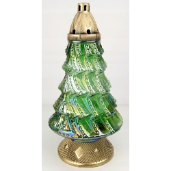 ZNICZ CHOINKA DUŻA zielono tęczowe opalizujące szkło, Wkład 60h