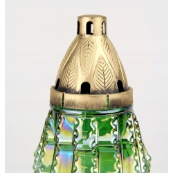 ZNICZ CHOINKA DUŻA zielono tęczowe opalizujące szkło, Wkład 60h