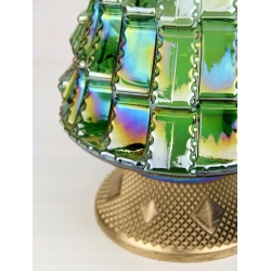 ZNICZ CHOINKA DUŻA zielono tęczowe opalizujące szkło, Wkład 60h