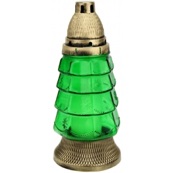 ZNICZ CHOINKA mniejsza zielone szkło ze wzorem ZŁOTE elem Wkład 30h