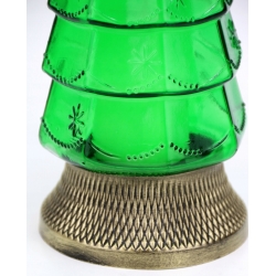 ZNICZ CHOINKA mniejsza zielone szkło ze wzorem ZŁOTE elem Wkład 30h