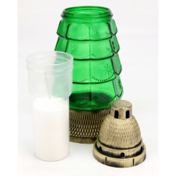 ZNICZ CHOINKA mniejsza zielone szkło ze wzorem ZŁOTE elem Wkład 30h