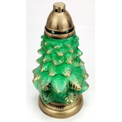 ZNICZ piękna CHOINKA DUŻA zielona ze złotymi elem. Wkład 60h