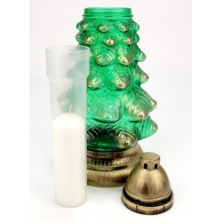 ZNICZ piękna CHOINKA DUŻA zielona ze złotymi elem. Wkład 60h