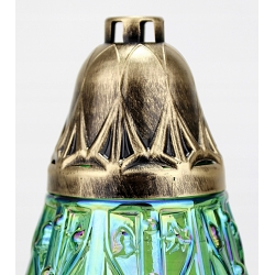 ZNICZ CHOINKA DUŻA elegancka, przetłaczane zielono tęczowe szkło, Wkład 60h