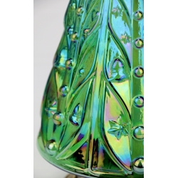 ZNICZ CHOINKA DUŻA elegancka, przetłaczane zielono tęczowe szkło, Wkład 60h