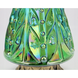 ZNICZ CHOINKA DUŻA elegancka, przetłaczane zielono tęczowe szkło, Wkład 60h