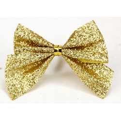 KPL. 12x mała KOKARDA ZŁOTA brokatowa na druciku 5x4cm