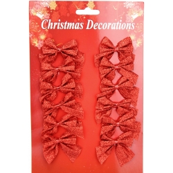 KPL. 12x mała KOKARDA CZERWONA brokatowa na druciku 5x4cm