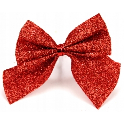 KPL. 12x mała KOKARDA CZERWONA brokatowa na druciku 5x4cm