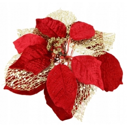 Kwiat DUŻA Gwiazda Betlejemska POINSECJA CZERWONO ZŁOTA ażurowa