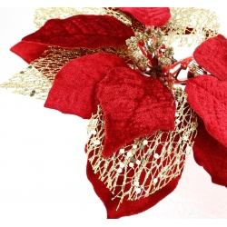 Kwiat DUŻA Gwiazda Betlejemska POINSECJA CZERWONO ZŁOTA ażurowa