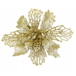 Kwiat Gwiazda Betlejemska ażurowa POINSECJA SZAMPAN złoty brokatowa 14cm