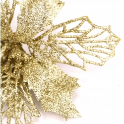 Kwiat Gwiazda Betlejemska ażurowa POINSECJA SZAMPAN złoty brokatowa 14cm