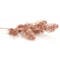 Gałązka świąteczna, gęsty świerk RÓŻOWE ZŁOTO z brokatem, dł. 45cm